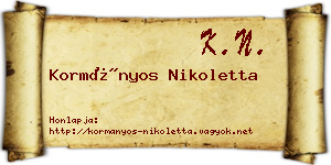 Kormányos Nikoletta névjegykártya