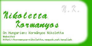 nikoletta kormanyos business card